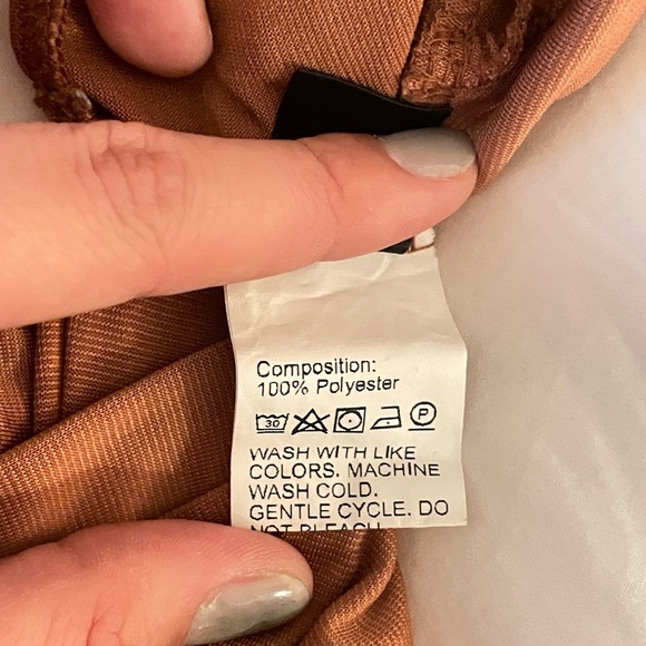 Rust Orange/Rose Gold/Blush Wrap, Long Sleeve, Off the Shoukder Top - Picture 3 of 4